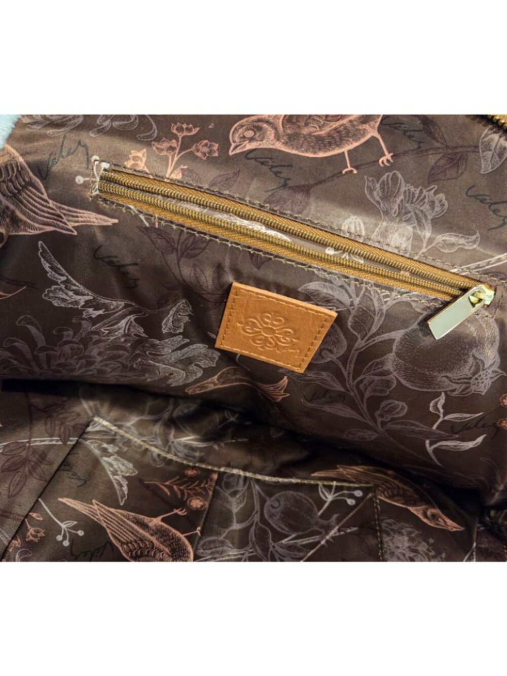 VELEZ Leather Backpack Bird Fabric Interior Brown - Picture 16 of 16